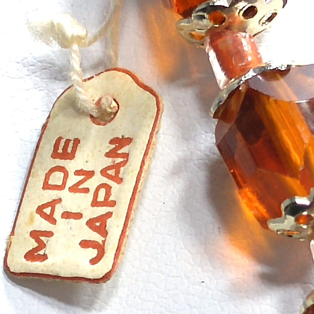 1950s Japan Hand Cut Topaz Crystal Beaded Necklace NOS Vintage Jewelry - Picture 2 of 10